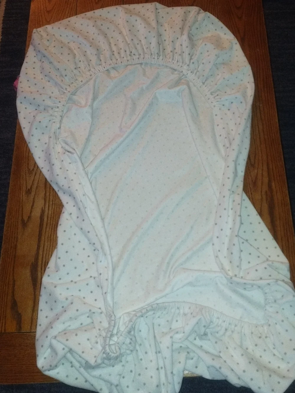 Pottery Barn Kids White W/Gray Polka Dots Velour Fitted Crib Sheet